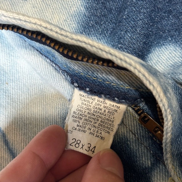 VTG 70s INSANE Lee Rider Talon Zip Slim Straight Bleached 26x34 Med Wash Jeans - Picture 5 of 10